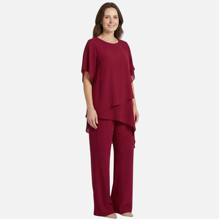 Elegant Set Draped Palazzo Pants with Top for Women