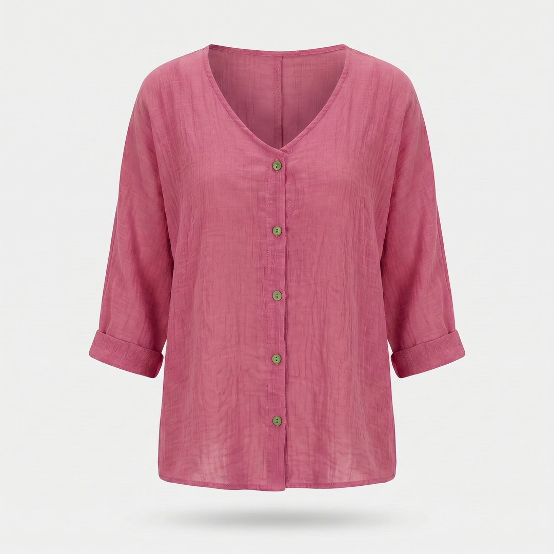 Lockere_Damenbluse_aus_Crinkle_Baumwolle_mit_V_Ausschnitt_und_3_4_Arm_1