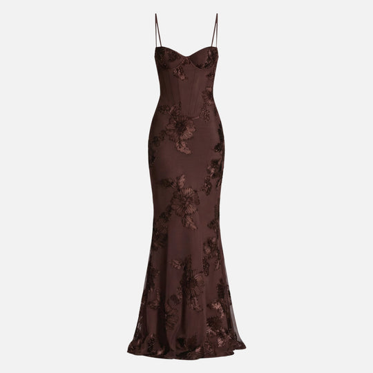 Figurbetontes Satin Maxikleid mit Korsagen-Top für Damen