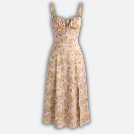 Elegantes Korsett-Midi-Kleid mit Seitenschlitz für Damen