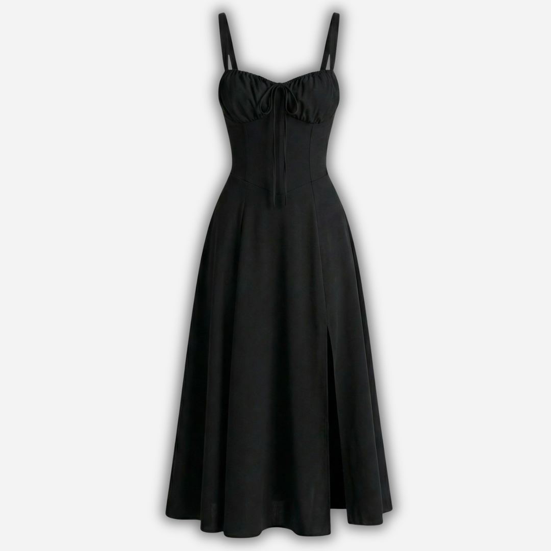 Elegantes Korsett-Midi-Kleid mit Seitenschlitz für Damen