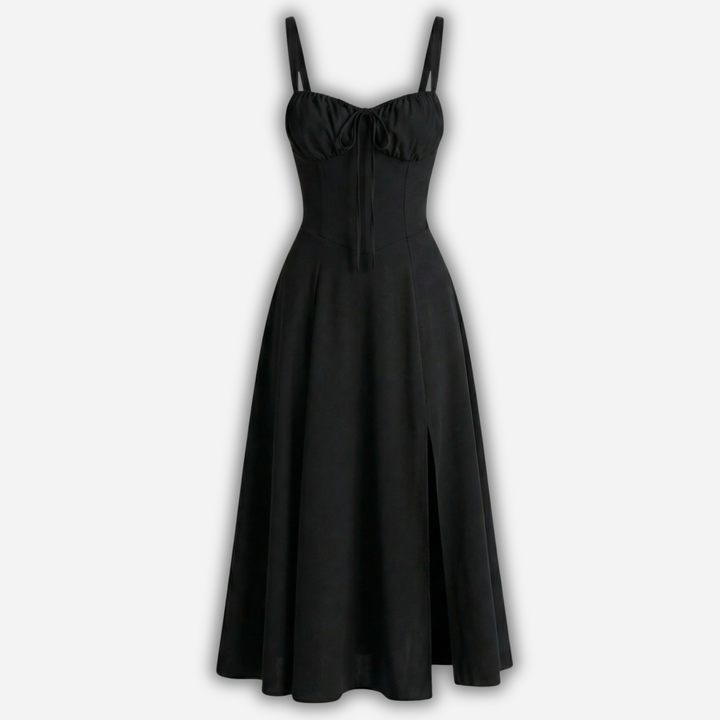 Elegant Corset Midi Dress with Side Slit for Women