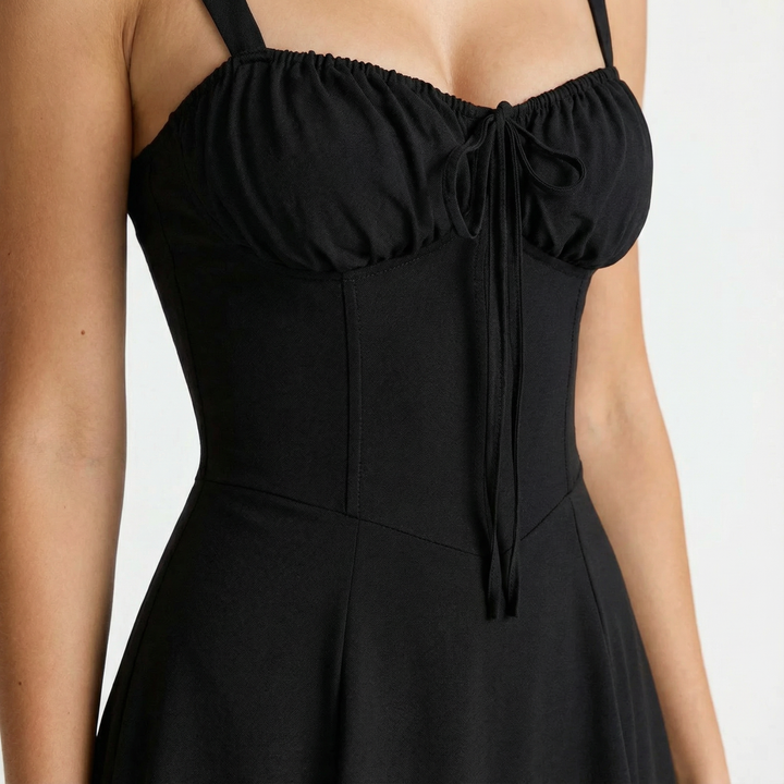 Elegant Corset Midi Dress with Side Slit for Women