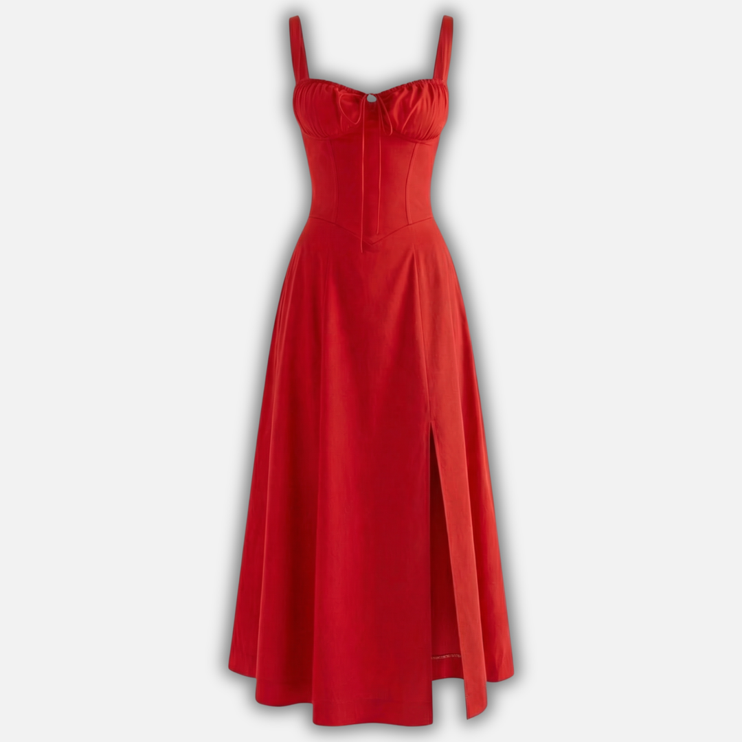 Elegantes Korsett-Midi-Kleid mit Seitenschlitz für Damen