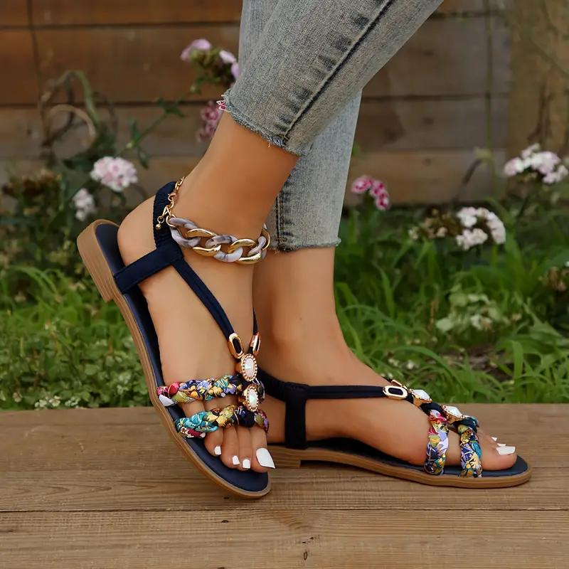Flache Sandalen für Damen | Geschmücktes Gestaltung