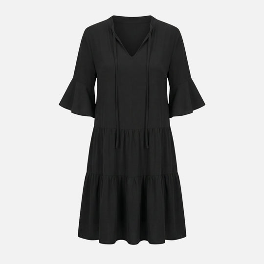 Fließendes Midikleid mit Leoparden-V-Ausschnitt für Damen