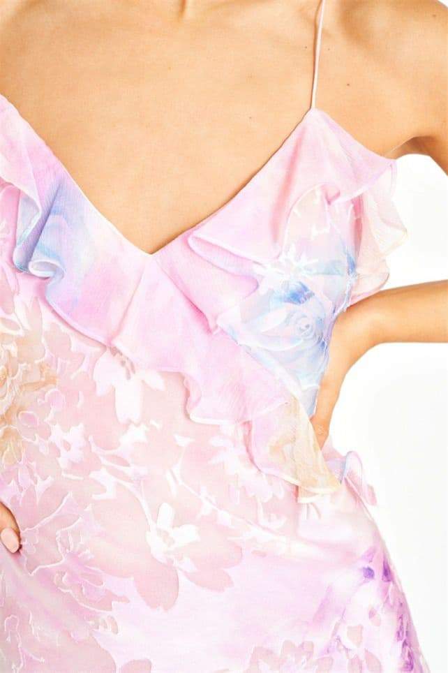Fließend Florales Rüschenkleid für Damen | Maxi
