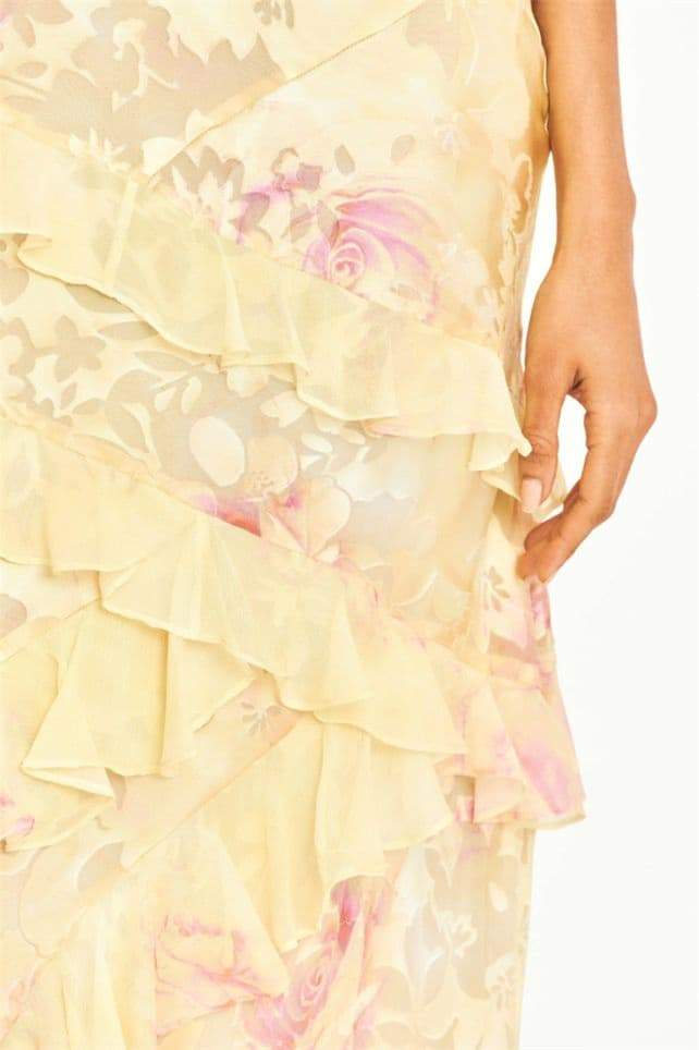 Fließend Florales Rüschenkleid für Damen | Maxi