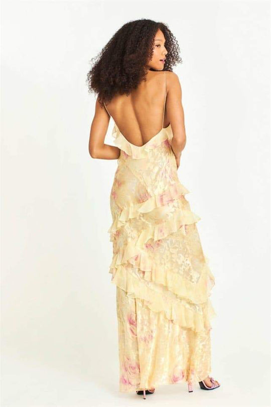 Fließend Florales Rüschenkleid für Damen | Maxi