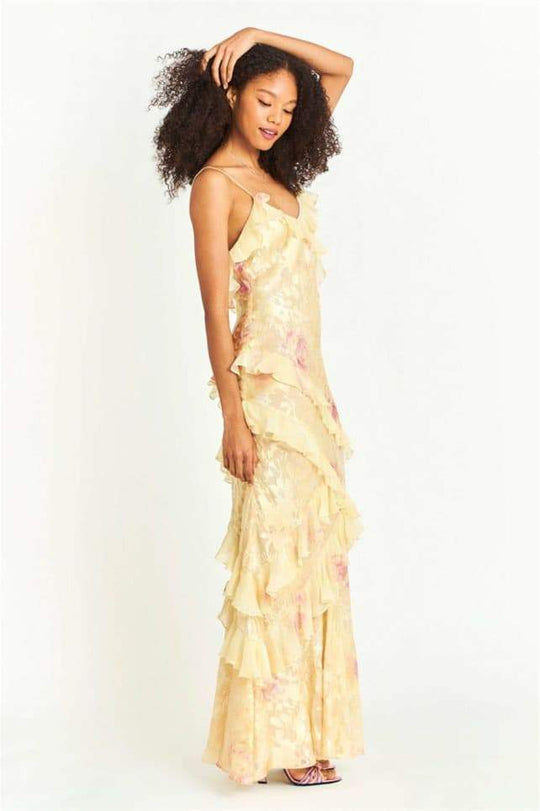 Fließend Florales Rüschenkleid für Damen | Maxi