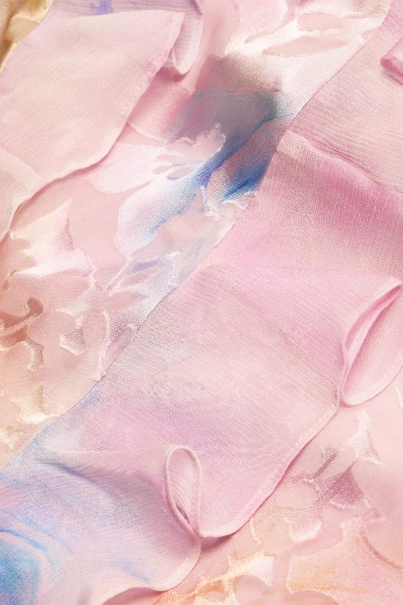 Fließend Florales Rüschenkleid für Damen | Maxi