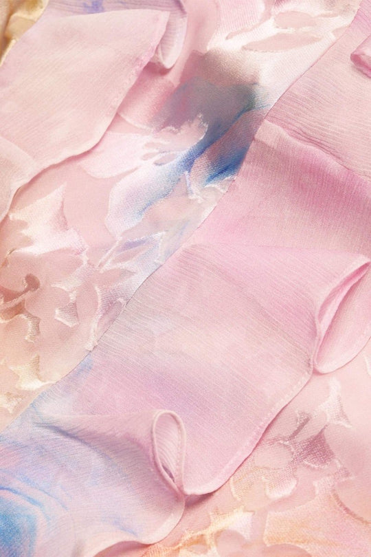 Fließend Florales Rüschenkleid für Damen | Maxi