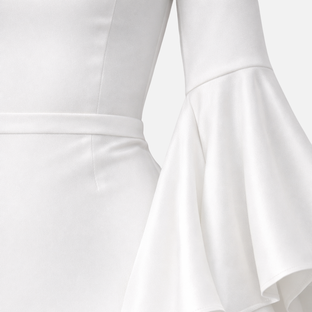 Frauen Langärmliges Drapiertes Maxi-Kleid mit Ausgestelltem Saum