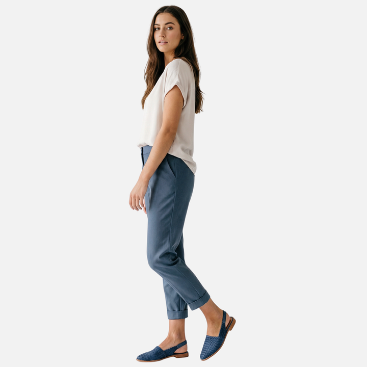 Damskie casualowe plecione baleriny typu slingback z paskiem