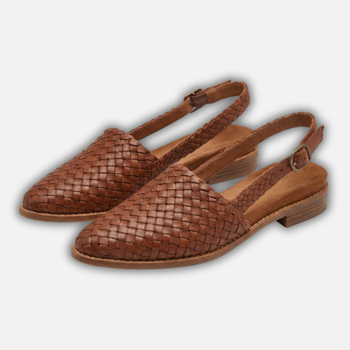 Damskie casualowe plecione baleriny typu slingback z paskiem