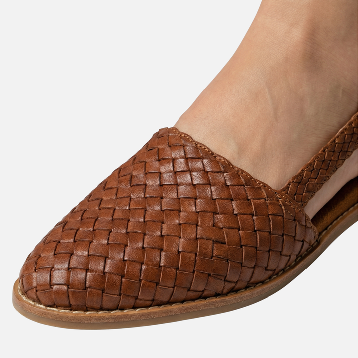 Damskie casualowe plecione baleriny typu slingback z paskiem