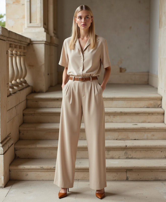 Caprihosen im geraden Schnitt in heller Sandfarbe für Frauen