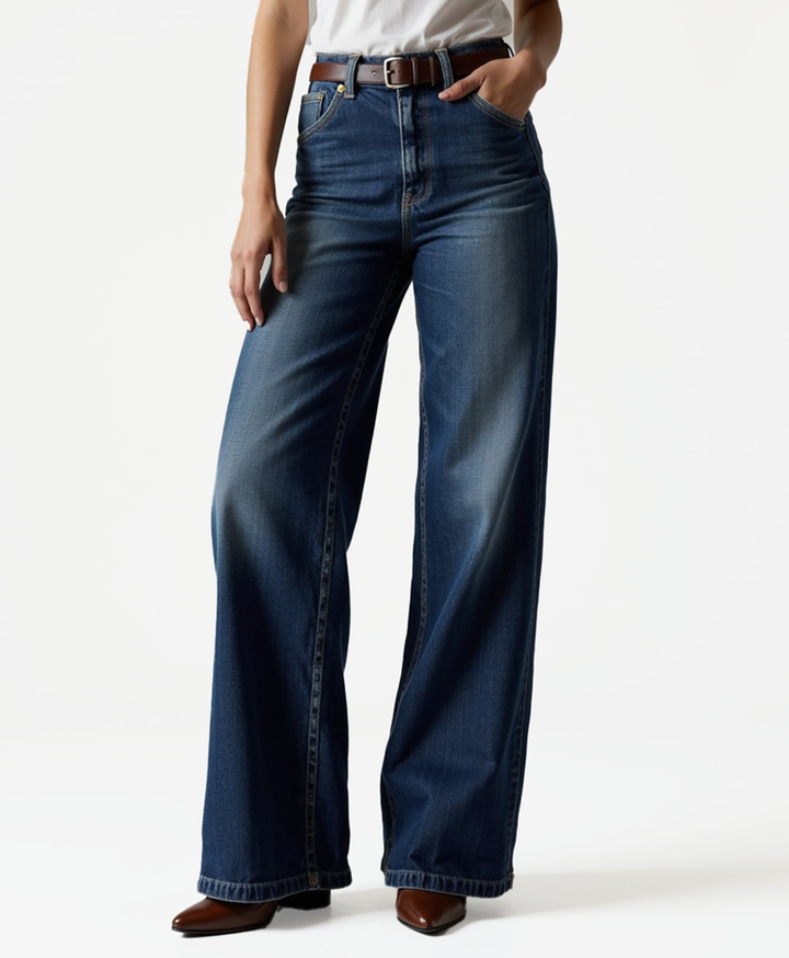 Damskie jeansy w stylu relaxed fit z szerokimi nogawkami z denimu