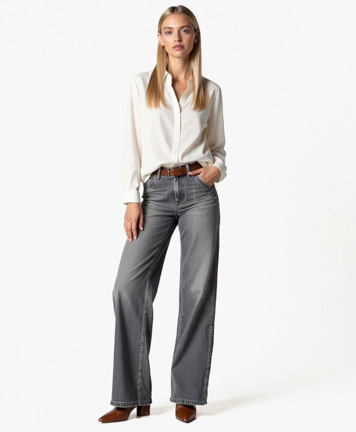 Damskie jeansy w stylu relaxed fit z szerokimi nogawkami z denimu