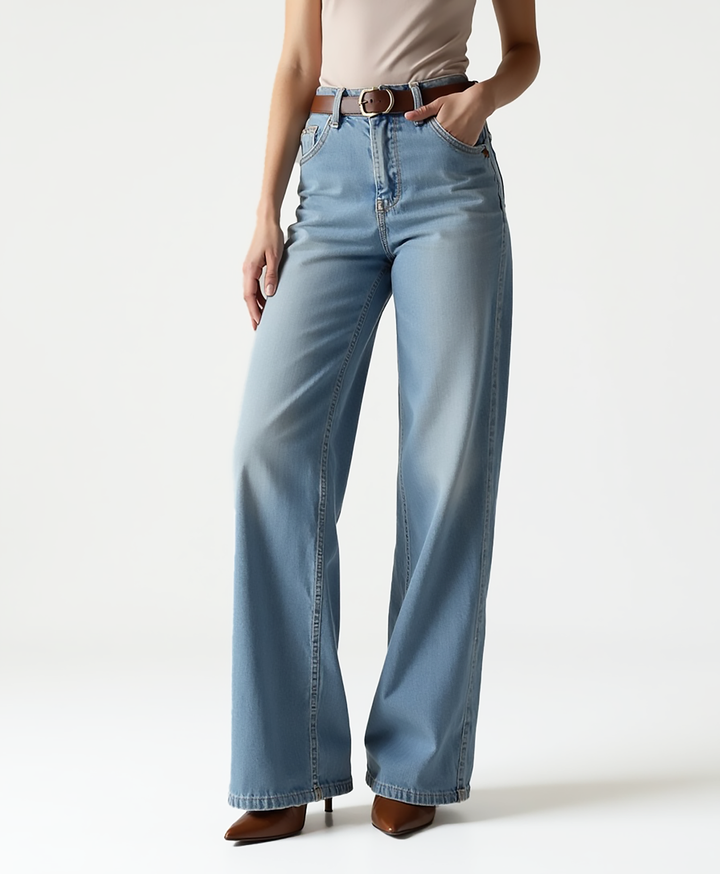 Damskie jeansy w stylu relaxed fit z szerokimi nogawkami z denimu
