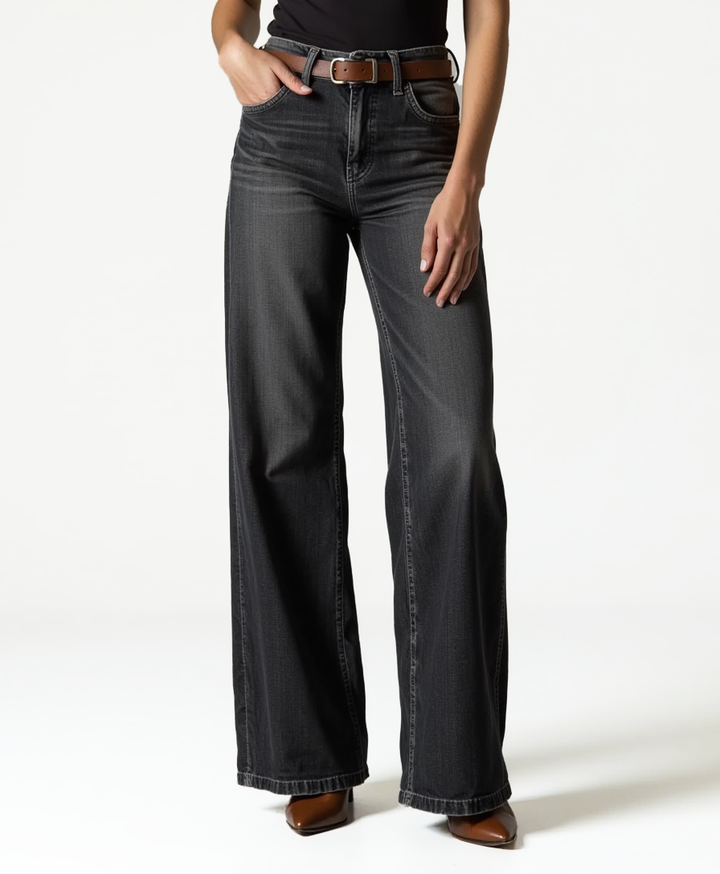 Damskie jeansy w stylu relaxed fit z szerokimi nogawkami z denimu