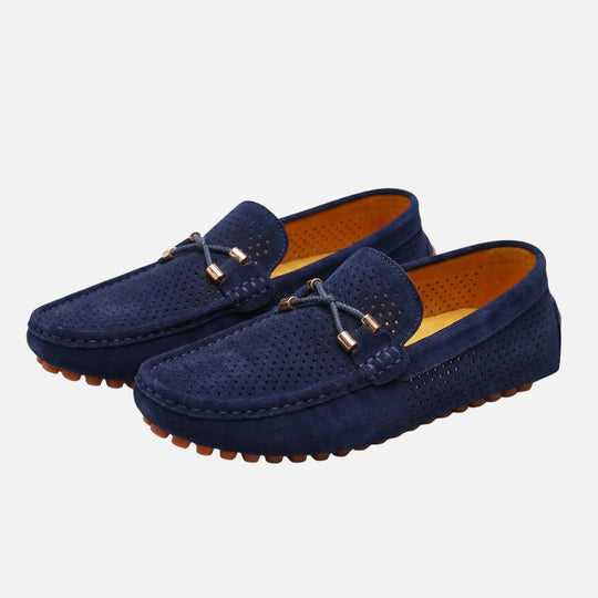 Freizeit Wildleder-Mokassins – Perforierte Schlüpfschuhe für Herren
