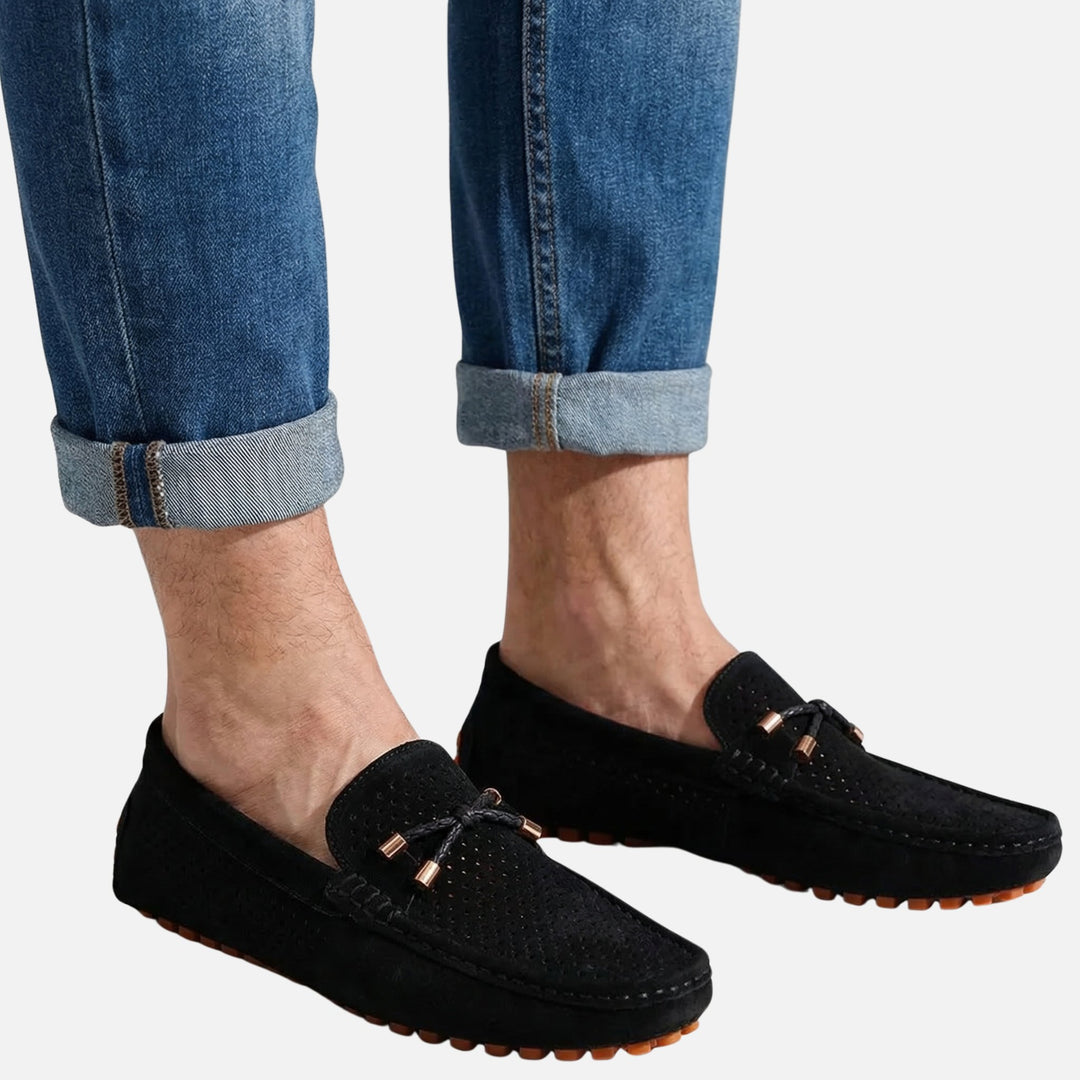 Freizeit Wildleder-Mokassins – Perforierte Schlüpfschuhe für Herren