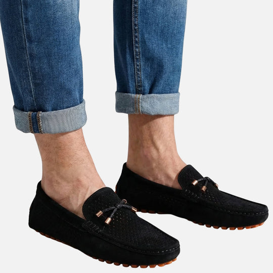 Freizeit Wildleder-Mokassins – Perforierte Schlüpfschuhe für Herren