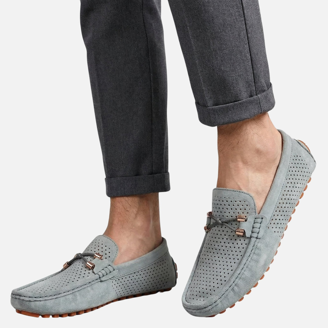 Freizeit Wildleder-Mokassins – Perforierte Schlüpfschuhe für Herren