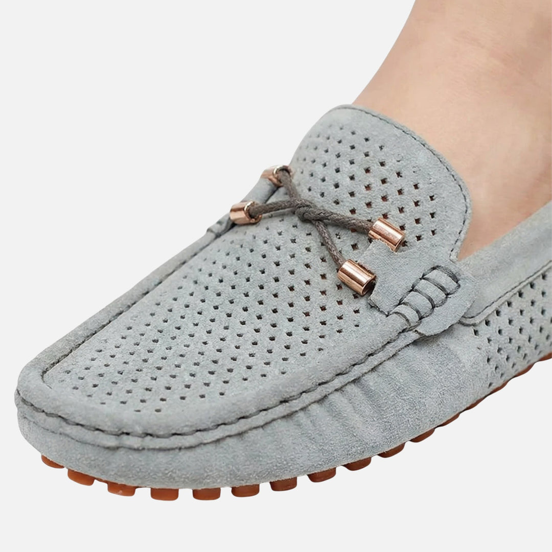 Freizeit Wildleder-Mokassins – Perforierte Schlüpfschuhe für Herren
