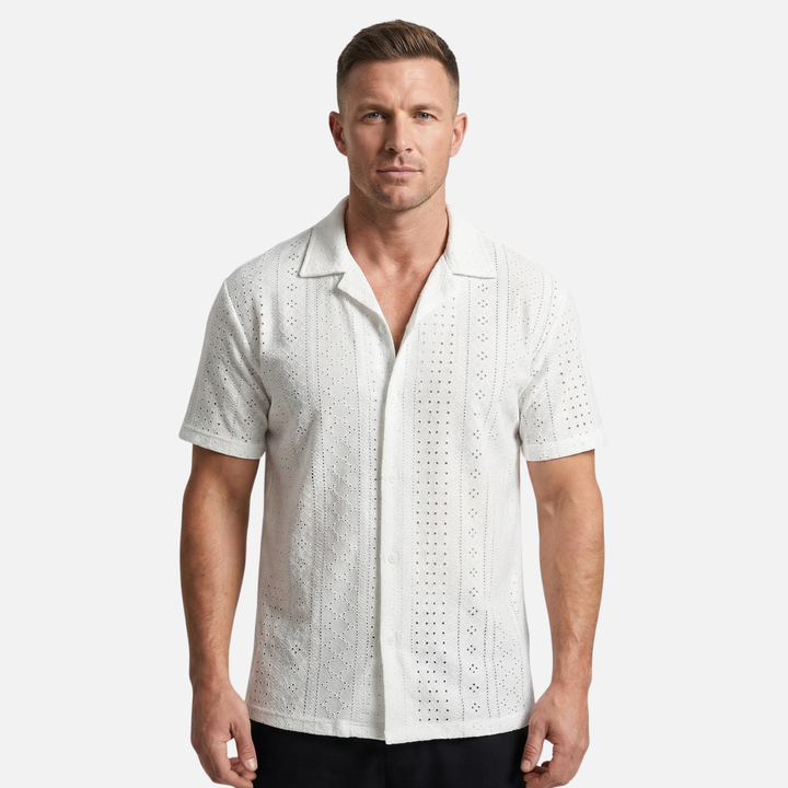 Patterned short-sleeve shirt for men