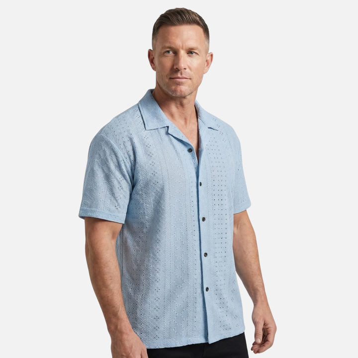 Patterned short-sleeve shirt for men