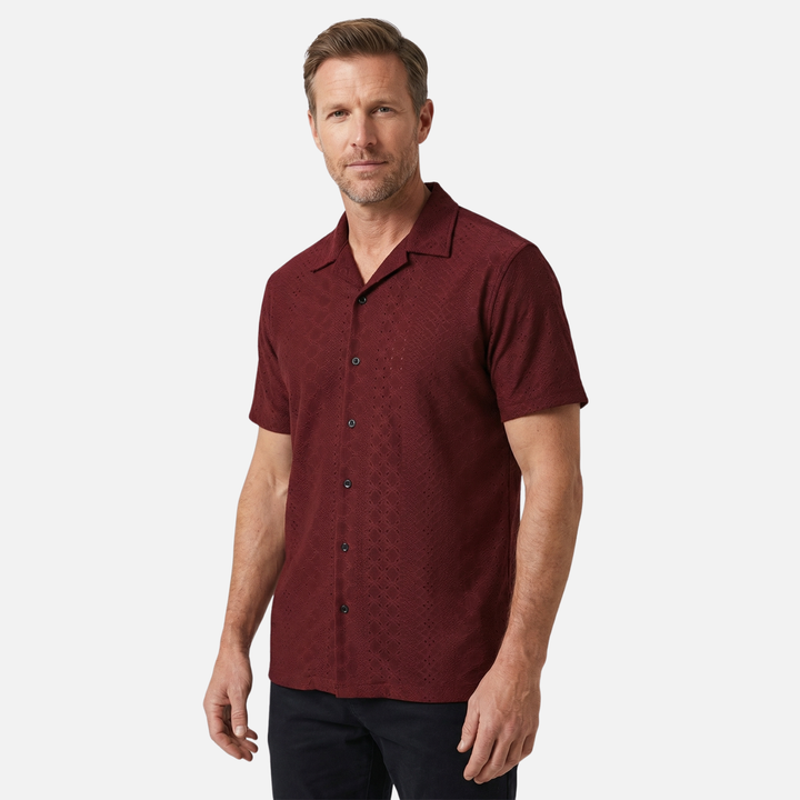 Patterned short-sleeve shirt for men