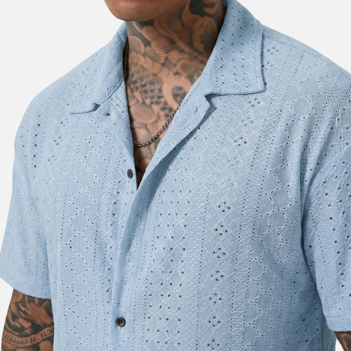 Patterned short-sleeve shirt for men