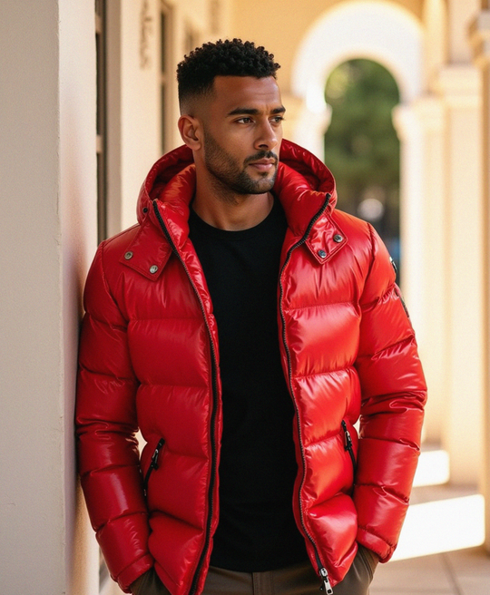 Gepolsterte Jacke mit Kapuze für Männer