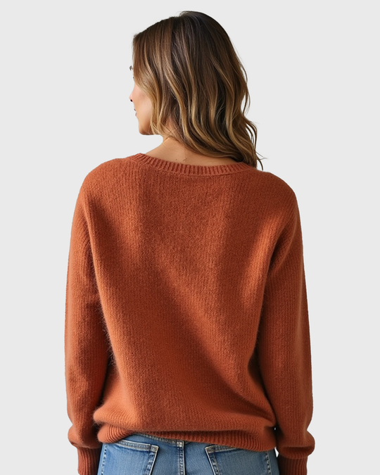 Gerippter Pullover mit Rundhalsausschnitt für Frauen