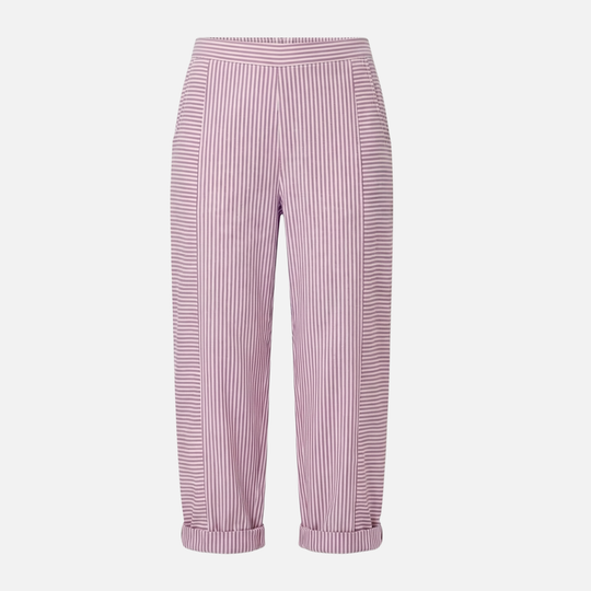 Gestreifte High Waist Hose mit Rollsaum und Taschen für Damen