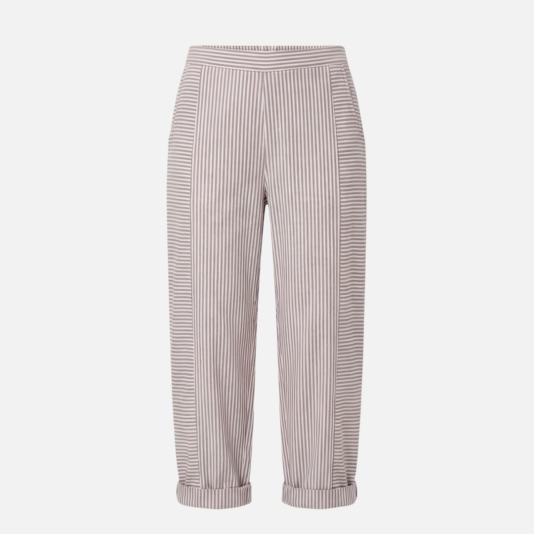 Gestreifte High Waist Hose mit Rollsaum und Taschen für Damen