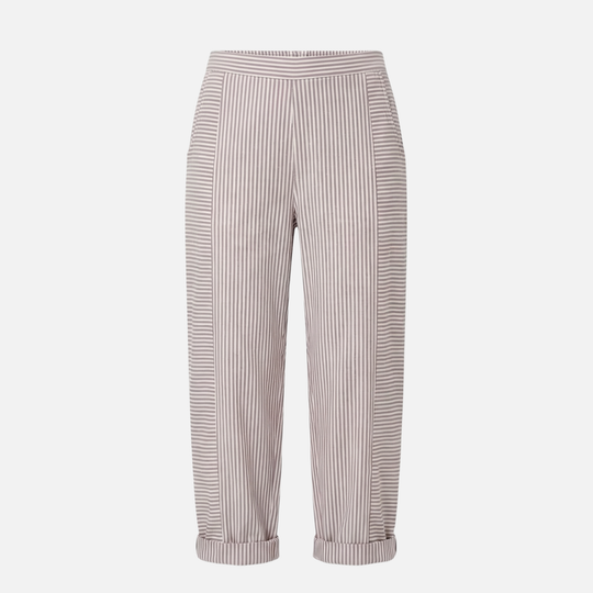 Gestreifte High Waist Hose mit Rollsaum und Taschen für Damen