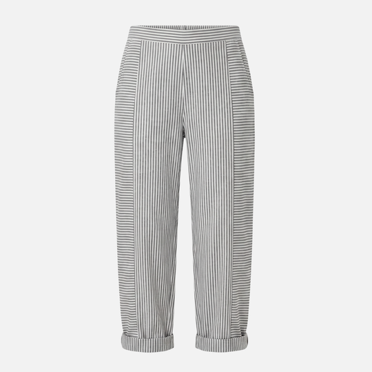 Gestreifte High Waist Hose mit Rollsaum und Taschen für Damen