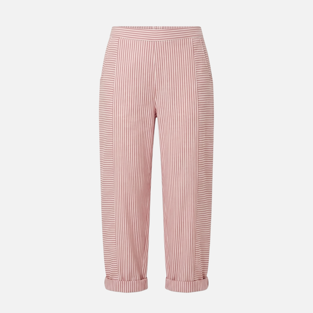 Gestreifte High Waist Hose mit Rollsaum und Taschen für Damen
