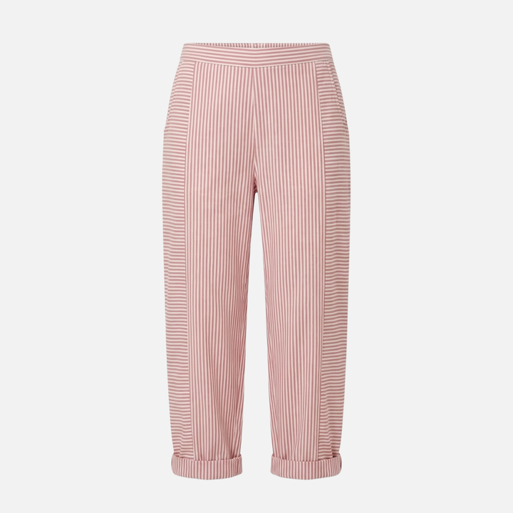 Gestreifte High Waist Hose mit Rollsaum und Taschen für Damen