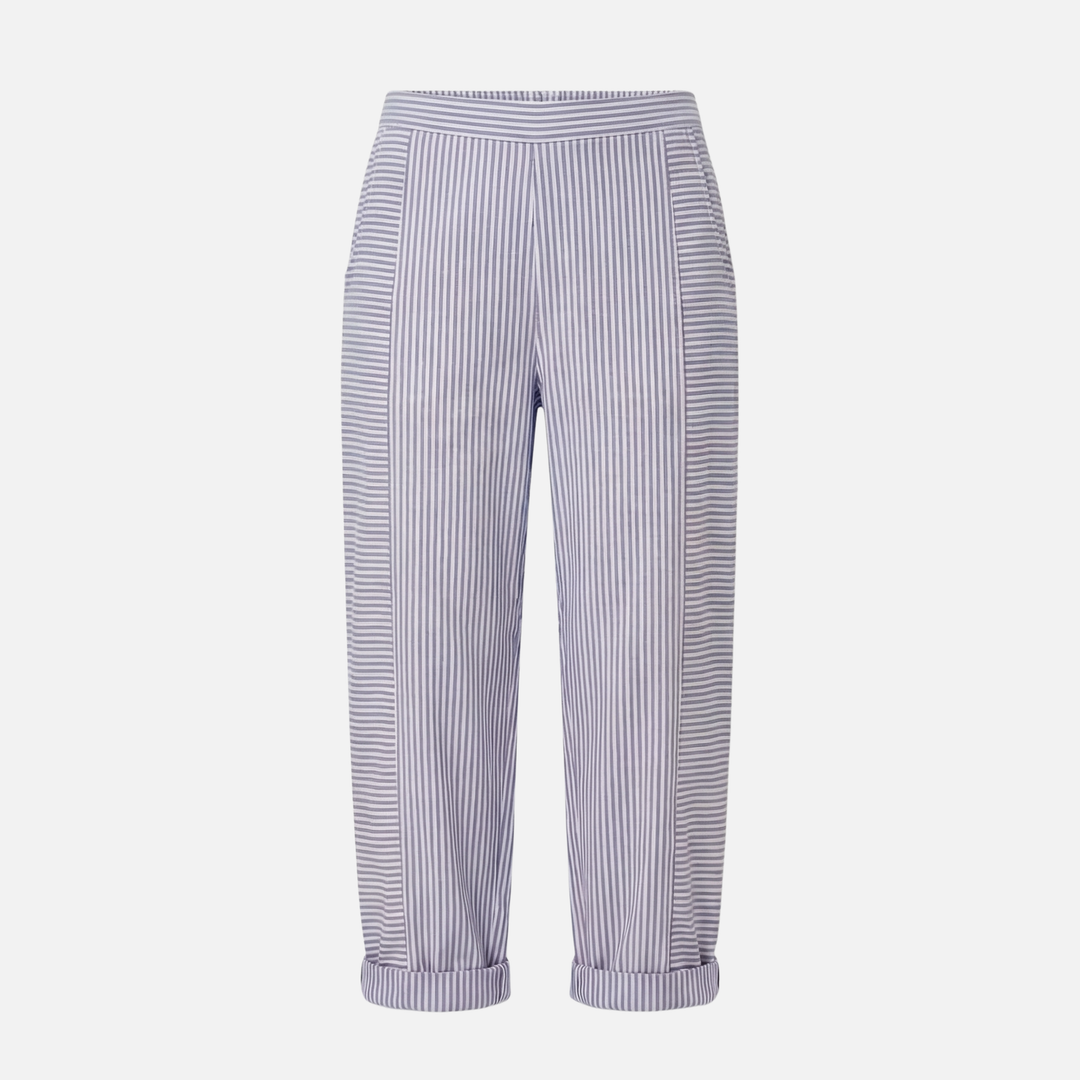 Gestreifte High Waist Hose mit Rollsaum und Taschen für Damen