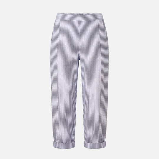 Gestreifte High Waist Hose mit Rollsaum und Taschen für Damen