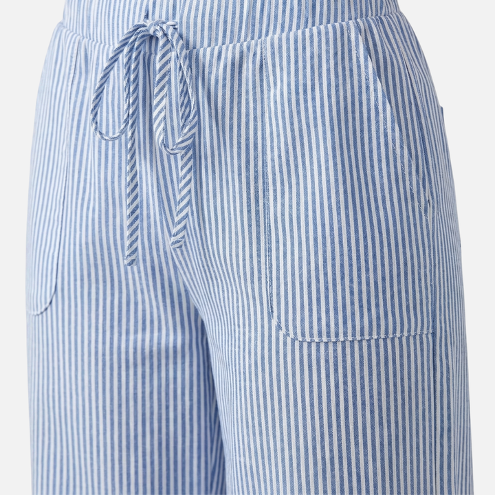 Gestreifte Hose mit weitem Bein Lockere Baumwollhose für Damen