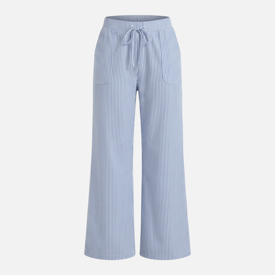 Striped Wide Leg Pants Relaxed Cotton Trousers for Women