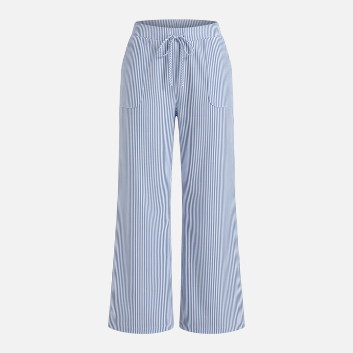 Gestreifte Hose mit weitem Bein Lockere Baumwollhose für Damen