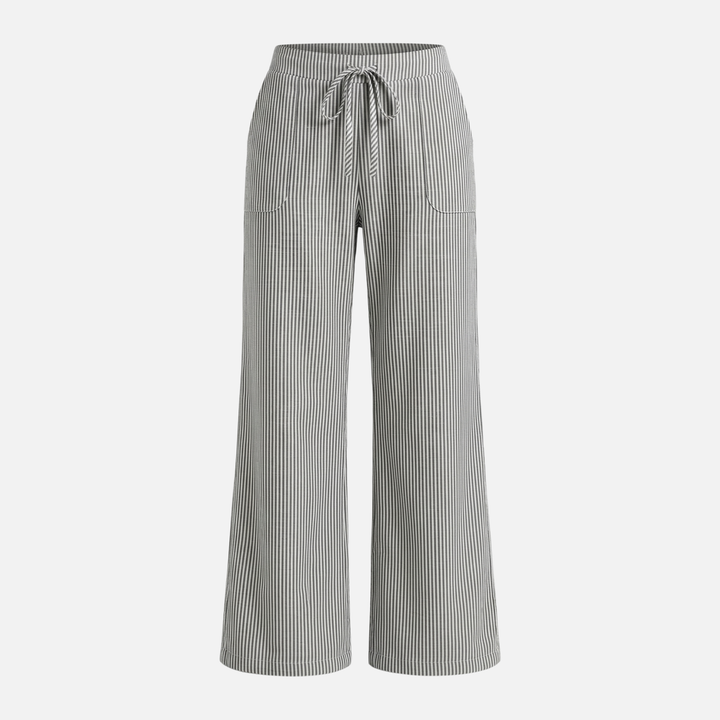 Gestreifte Hose mit weitem Bein Lockere Baumwollhose für Damen