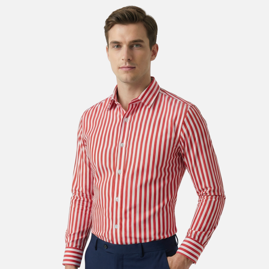 Gestreiftes Langarm Button Down-Shirt für Herren