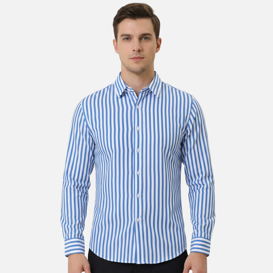 Gestreiftes Langarm Button Down-Shirt für Herren